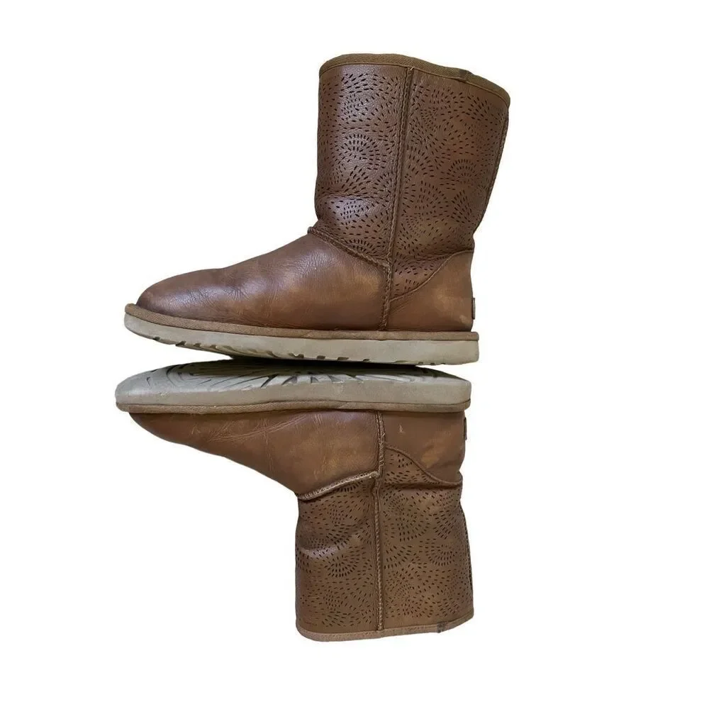 Ugg‎ Australia Brown Leather Boots TRIANA SEAWEED Size 9